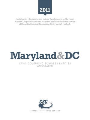 cover image of CSC Maryland & the District of Columbia Laws Governing Business Entities